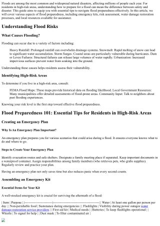 Flood Preparedness 101: Essential Tips for Residents in High-Risk Areas