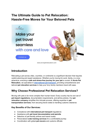 The Ultimate Guide to Pet Relocation_ Hassle-Free Moves for Your Beloved Pets