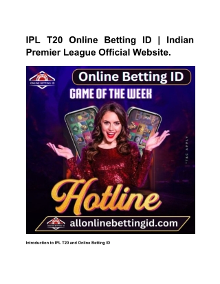 IPL T20 Online Betting ID _ Indian Premier League Official Website