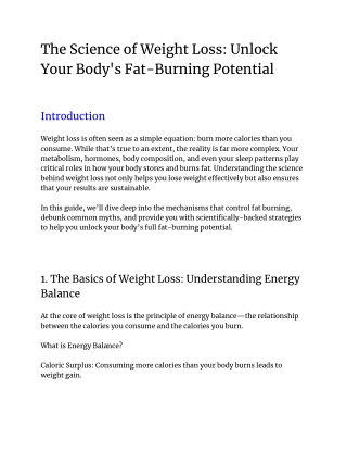 The Science of Weight Loss: Unlock Your Body's Fat-Burning Potential