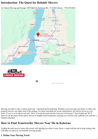 How to Find Trustworthy Movers Near Me in Kelowna