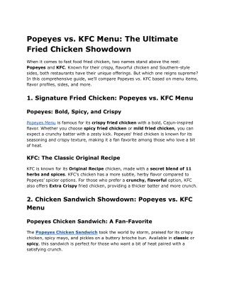 popeyes vs kfc menu the ultimate fried chicken