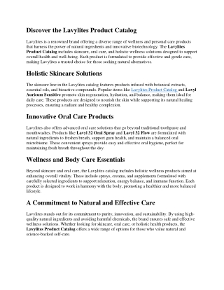 Lavylites Product Catalog