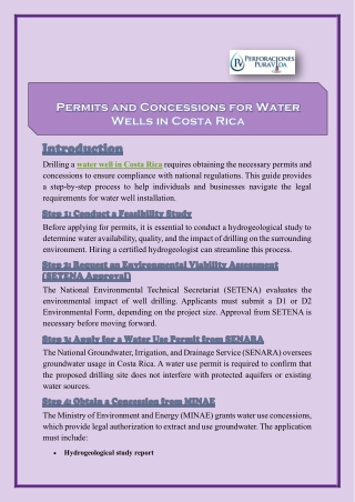 Permits and Concessions for Water Wells in Costa Rica