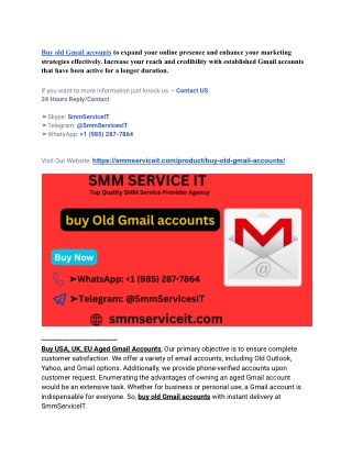 buy old gmail accounts to expand your online