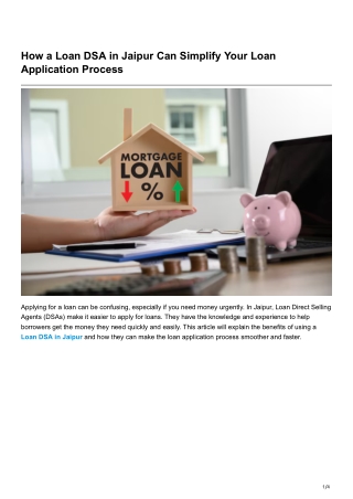 How a Loan DSA in Jaipur Can Simplify Your Loan ApplicationProcess