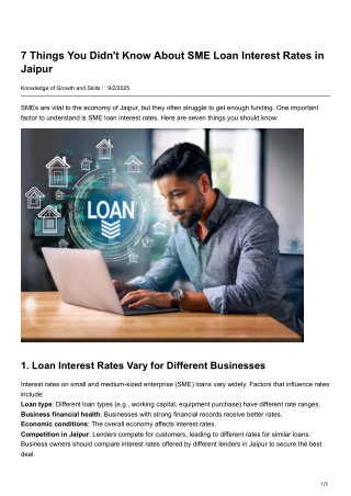 7 Things You Didnt Know About SME Loan Interest Rates in Jaipur