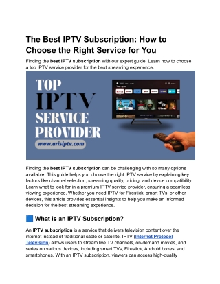 The Best IPTV Subscription_ How to Choose the Right Service for You