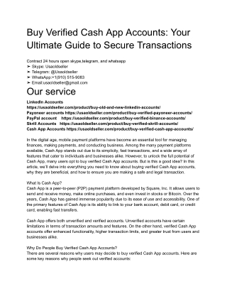 Buy Verified Cash App Accounts_ Your Ultimate Guide to Secure Transactions