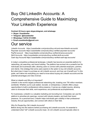 Buy Old LinkedIn Accounts_ A Comprehensive Guide to Maximizing Your LinkedIn Experience