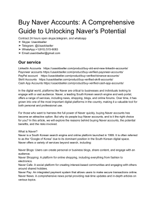 Buy Naver Accounts_ A Comprehensive Guide to Unlocking Naver's Potential