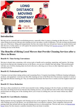 The Benefits of Hiring Local Movers that Provide Cleaning Services after a Move