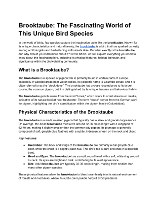 Brooktaube_ The Fascinating World of This Unique Bird Species