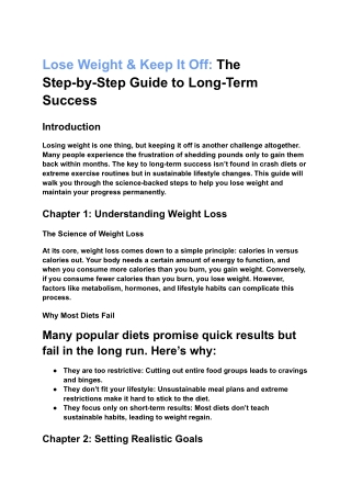 lose weight keep it off the step by step guide