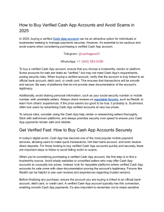 How to Buy Verified Cash App Accounts and Avoid Scams in 2025