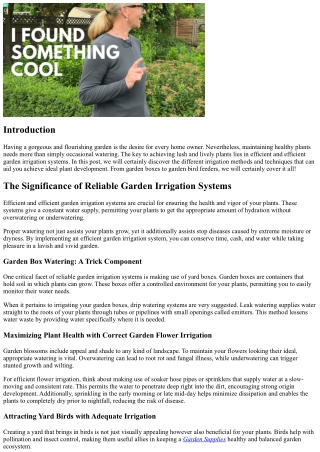 Effective and Reliable Garden Irrigation Solution for Healthy And Balanced Plant