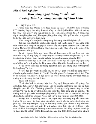SKKN Đưa công nghệ thông tin đến với trường Tiểu học vùng cao đặc biệt khó khăn