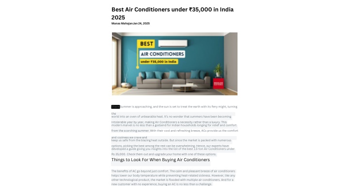 best air conditioners under 35 000 in india 2025