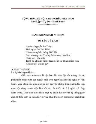 Sáng kiến kinh nghiệm Một số biện pháp phát triển thể chất cho trẻ 5 – 6 tuổi