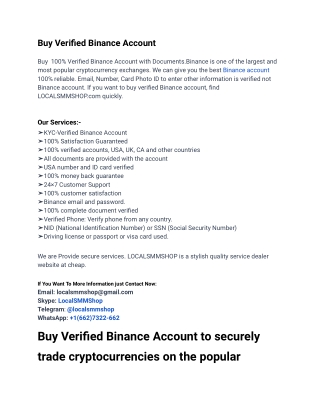 Service Site To Buy Verified Binance Account