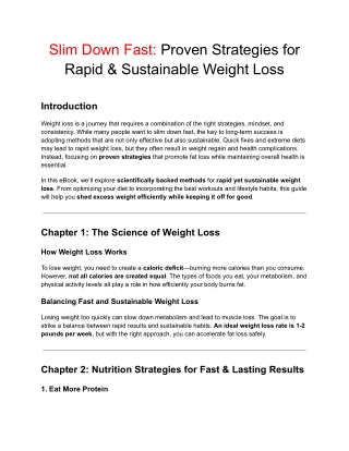 Slim Down Fast_ Proven Strategies for Rapid & Sustainable Weight Loss