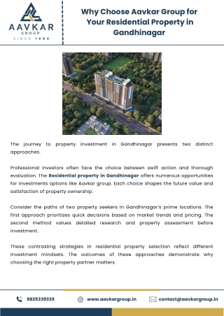 Why Choose Aavkar Group for  Your Residential Property in Gandhinagar (07-02)