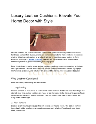 Luxury Leather Cushions_ Elevate Your Home Decor with Style