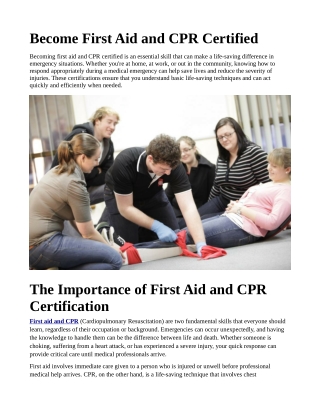 Become First Aid and CPR Certified