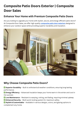 Composite Patio Doors Exterior | Composite Door Sales