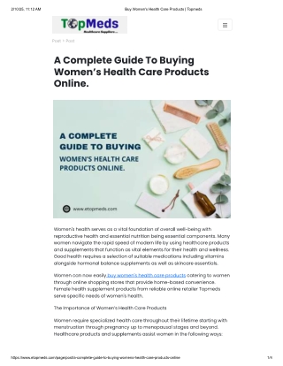 A complete guide to buying women health care product
