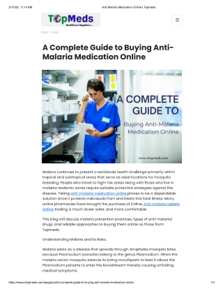 A Complete Guide to Buying Anti-Malaria Medication Online