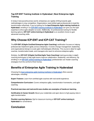 Top ICP-ENT Training Institute in Hyderabad _ Best Enterprise Agile Training