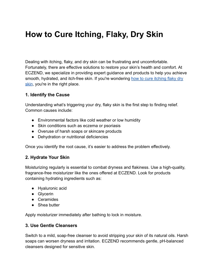 how to cure itching flaky dry skin