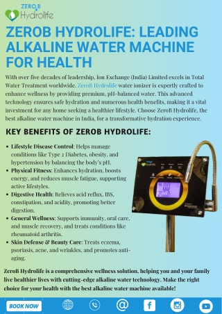 ZeroB Hydrolife: Leading Alkaline Water Machine for Health