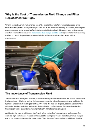 why is the cost of transmission fluid change
