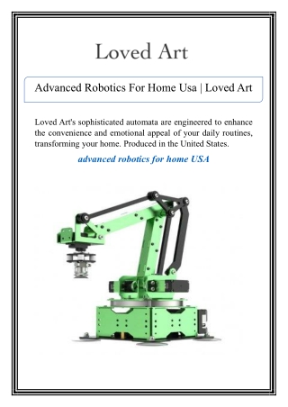 advanced robotics for home usa loved art