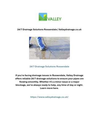 24/7 Drainage Solutions Rossendale | Valleydrainage.co.uk