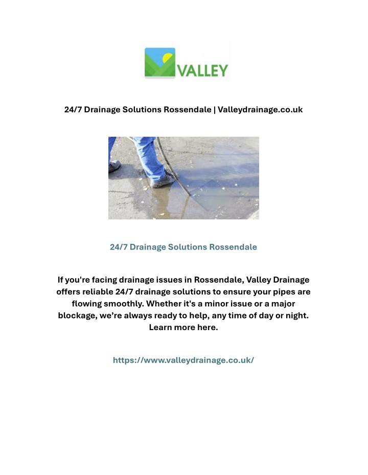 24 7 drainage solutions rossendale valleydrainage