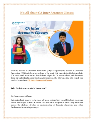 It’s All about CA Inter Accounts Classes