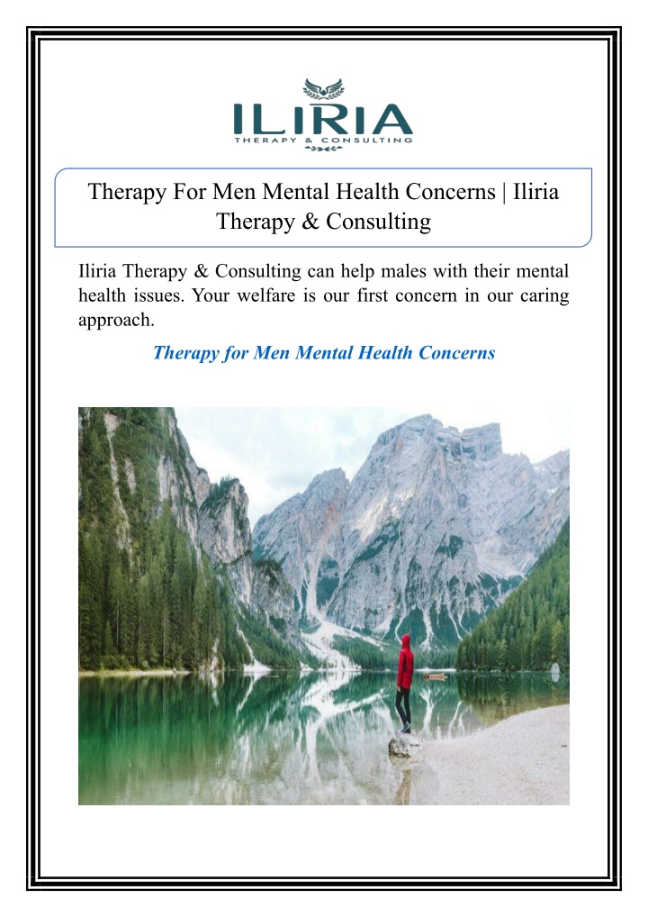 therapy for men mental health concerns iliria