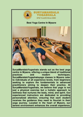 best yoga centre in mysore