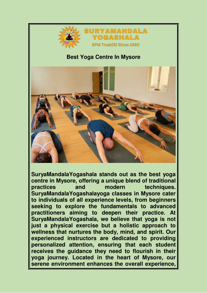 best yoga centre in mysore