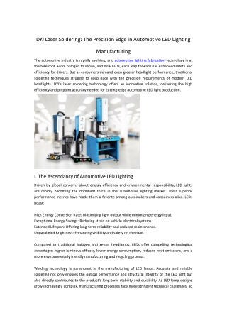 DYJ Laser Soldering: The Precision Edge in Automotive LED Lighting Manufacturing