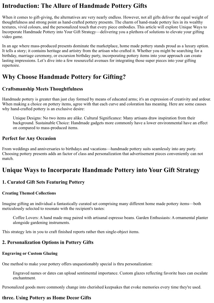 introduction the allure of handmade pottery gifts