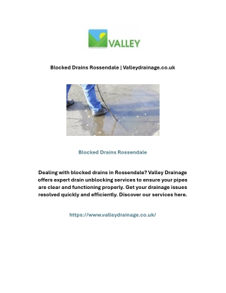 Blocked Drains Rossendale | Valleydrainage.co.uk