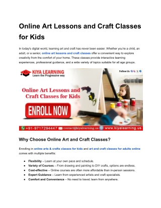 online art lessons and craft classes for kids