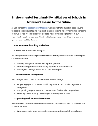 Environmental Sustainability Initiatives at Schools in Madurai_ Lessons for the Future