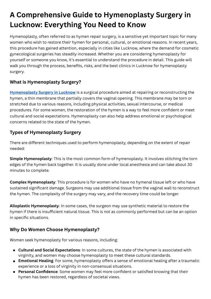 a comprehensive guide to hymenoplasty surgery