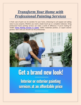 Transform Your Home with Professional Painting Services