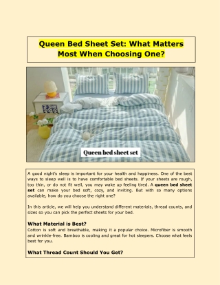 Queen Bed Sheet Set: What Matters Most When Choosing One?